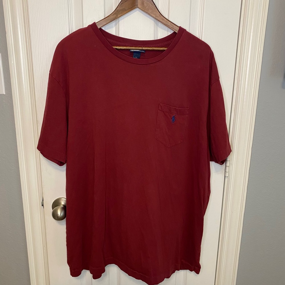 Polo Ralph Lauren Mens XXL Burgundy Red Short Sleeve Pocket T-Shirt Cotton Pony